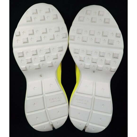 Gucci Rhyton Leather Sneaker US 12.5 46 Mens Fluorescent Neon Yellow - Picture 7 of 14